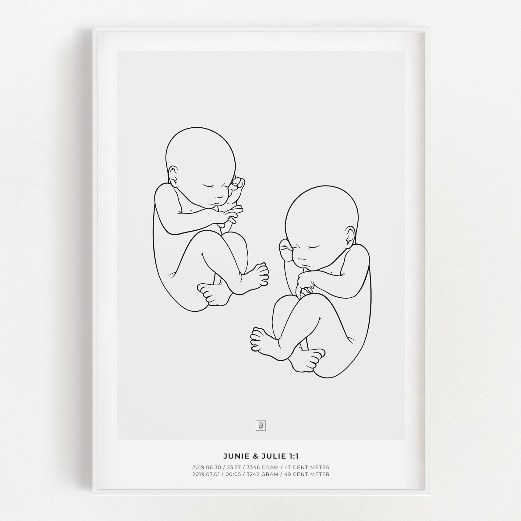 Junie & Julie 1:1 scale sibling birth poster