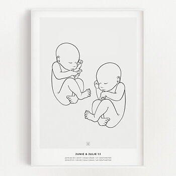 Junie & Julie 1:1 scale sibling birth poster