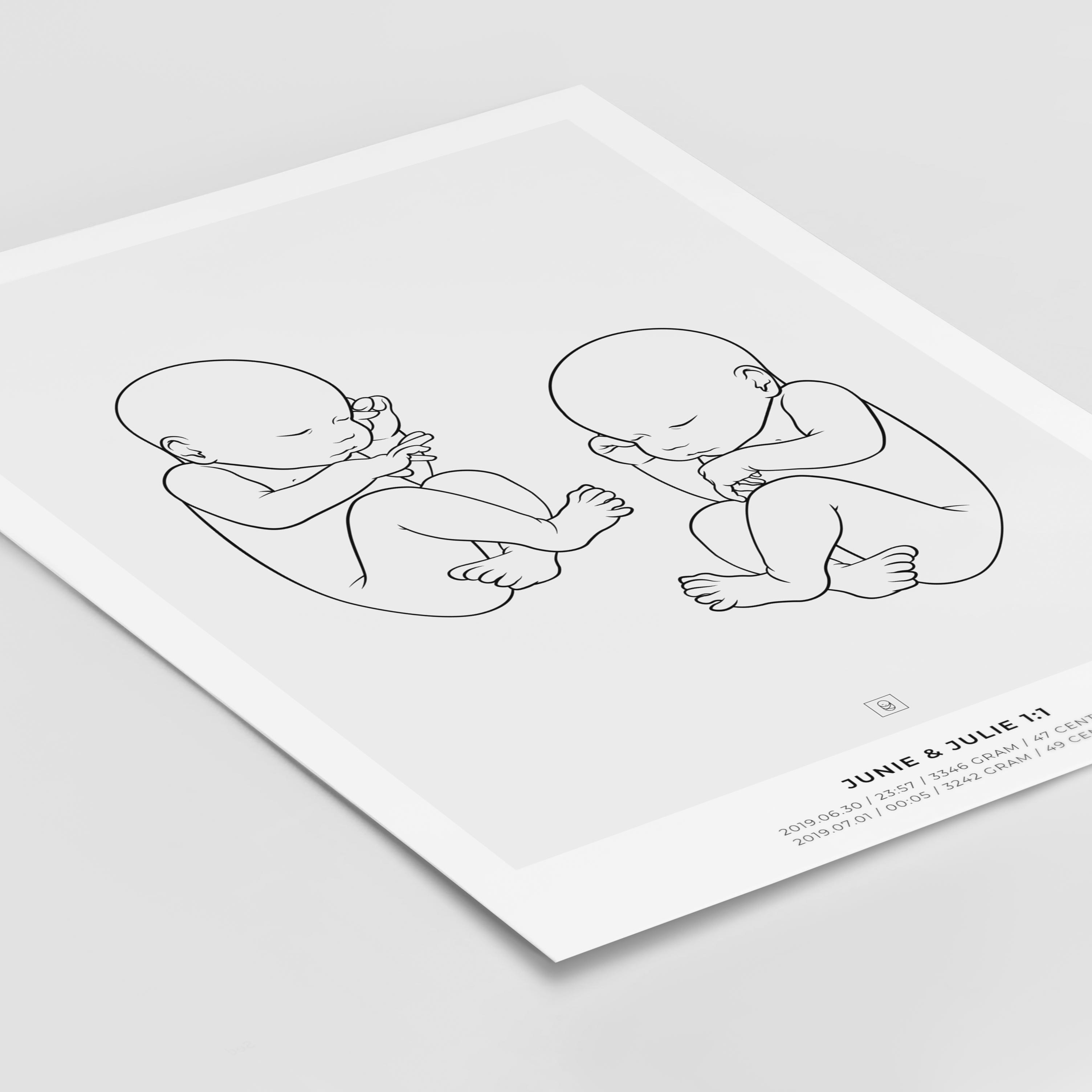 Junie & Julie 1:1 scale sibling birth poster