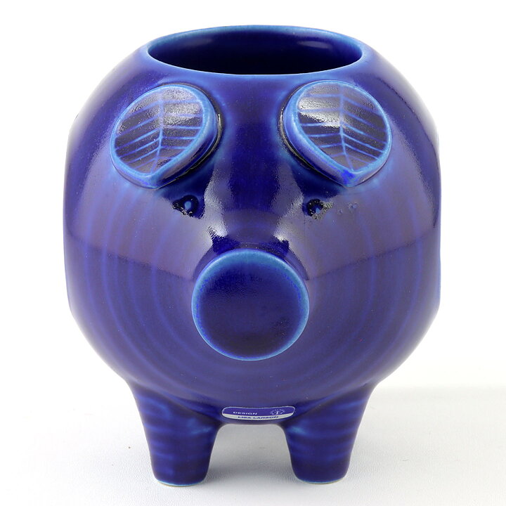 Lisa Larson (Matilda 1962) Blue Studio Pig Candleholder 12/9 cm