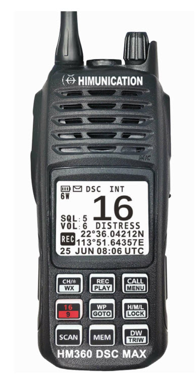HM-360  Bärbar VHF med GPS från Himunication med USB-C