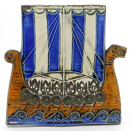 リサラーソン  バイキングの船  陶板  Wall Plaque  1960年代  24cm
