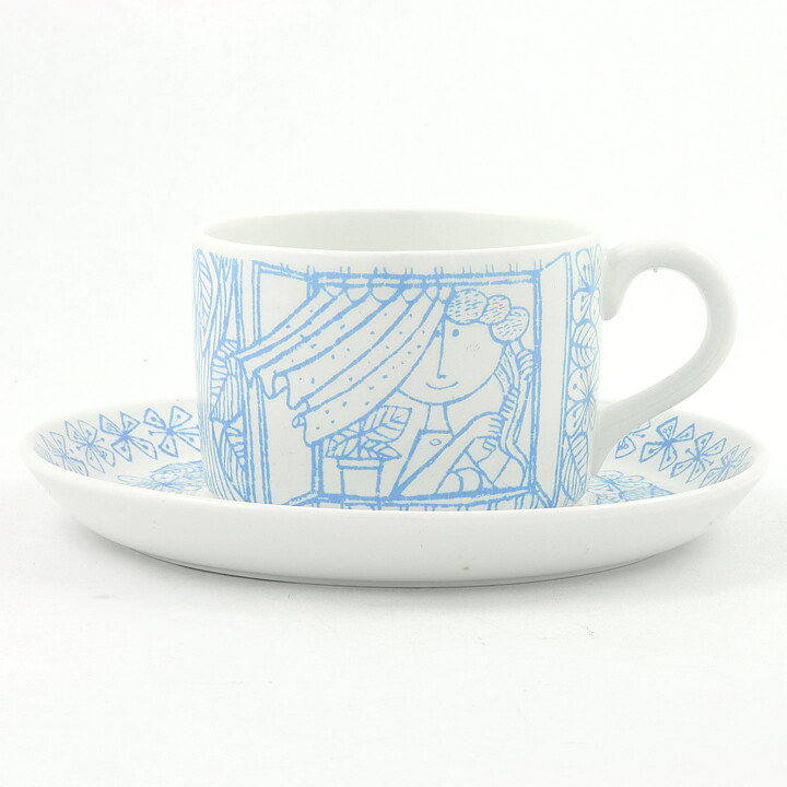Stig Lindberg (Boro 1960) Teacup with Blue Decor 11 cm (1)