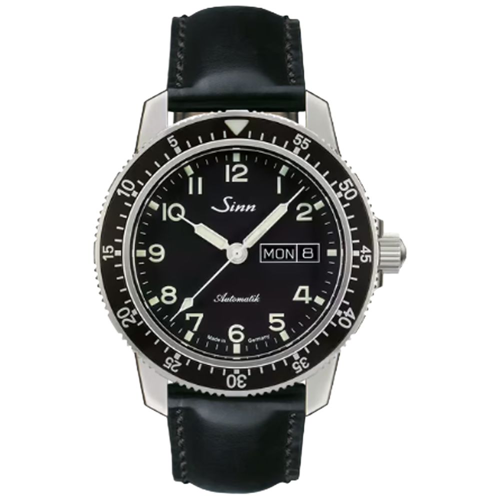 A104.011 Sinn 104 St Sa A svart kalvskinn