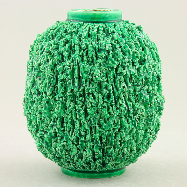  グナー・ニールンド  緑のハリネズミ模様の花瓶 （小）Vase 1936年