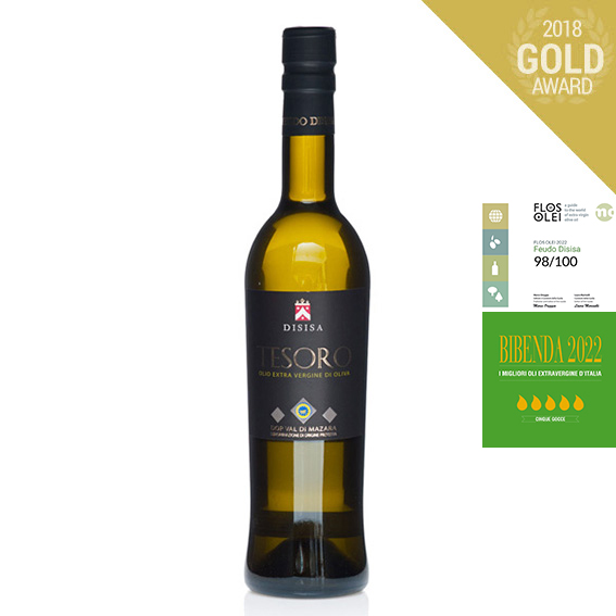 Tesoro, 500 ml, italiensk Extra Jungfruolivolja från gården Disisa på Sicilien.