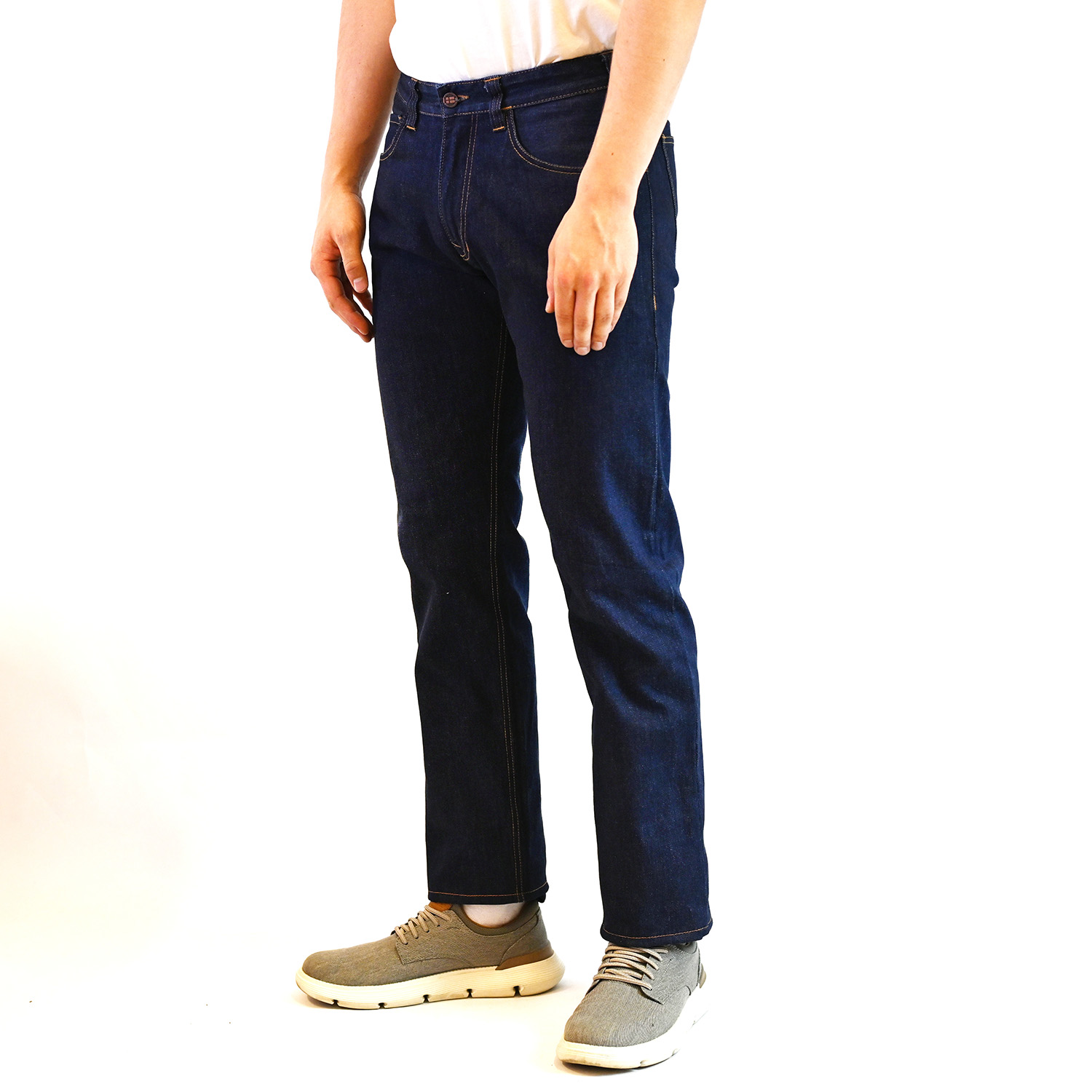 mörka blåjeans i 3% stretch modell JV002 regular Ecostretch framsidovy
