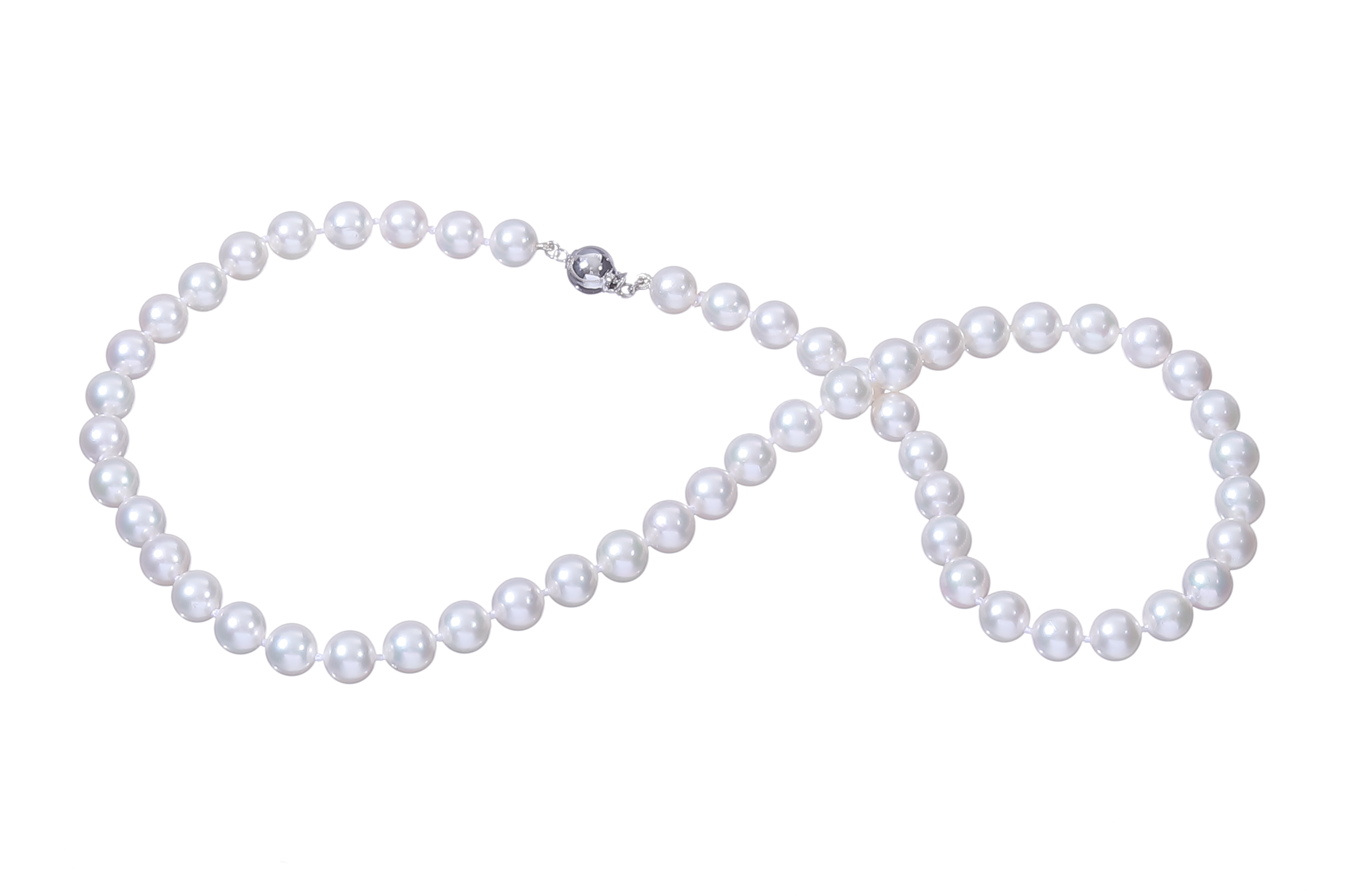 Halskette aus Akoya-Zuchtperlen in AAA-Qualität mit Verschluss aus Weißgold 7–7.5 mm - 2