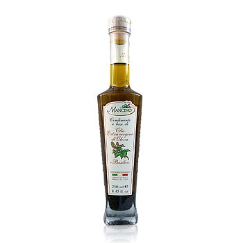 Mancino Basilikaolivolja, 250 ml. Italiensk Extra Jungfruolivolja med basilika från familjen Mancino i Puglia.