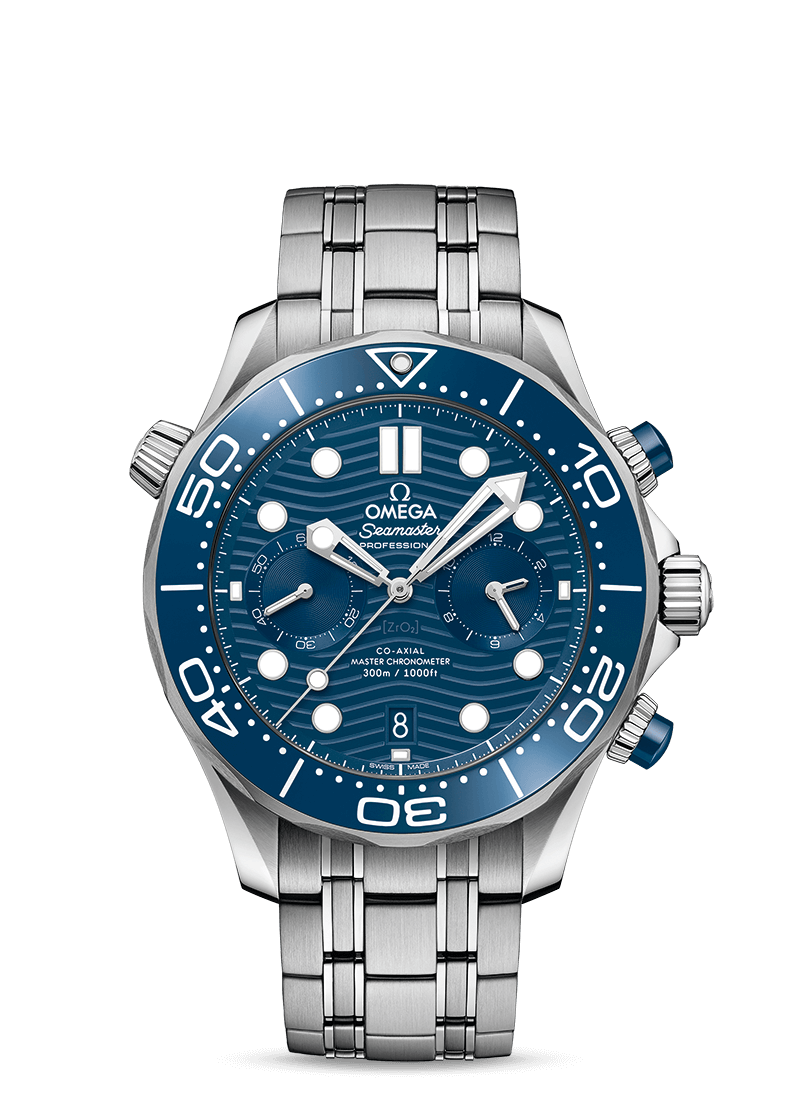 Omega Seamaster Diver 300M Co‑Axial Master Chronometer Chronograph 44 blå