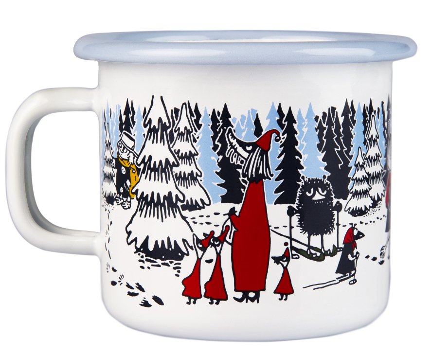 Moomin enamel mug, 2,5 dl - Winter Forest - 2