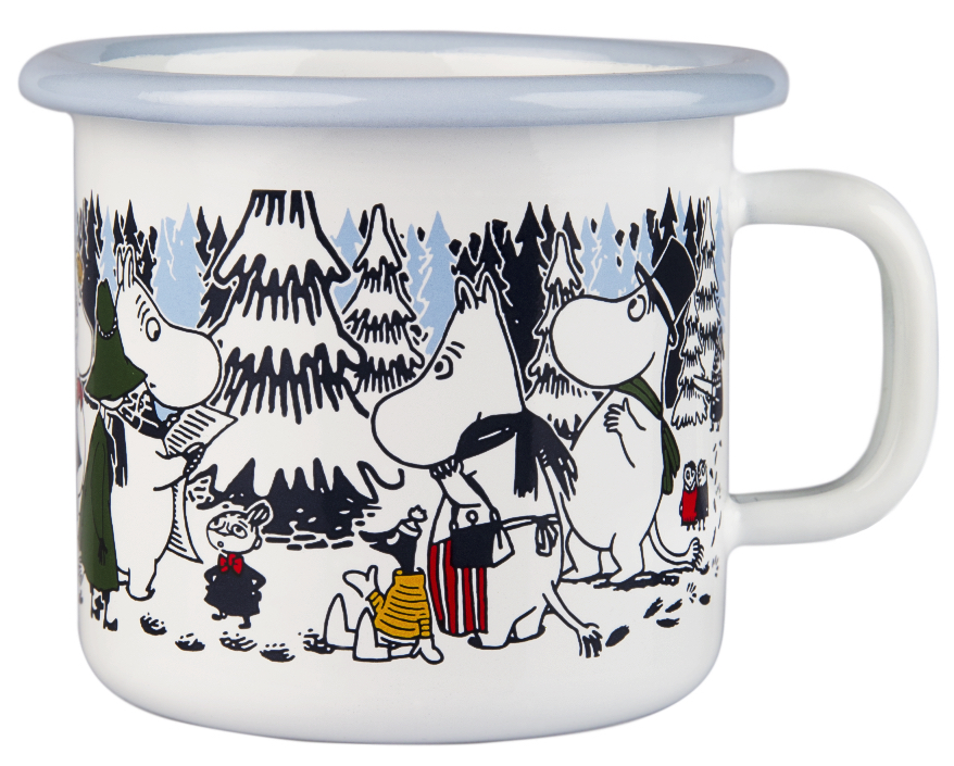 Moomin enamel mug, 2,5 dl - Winter Forest