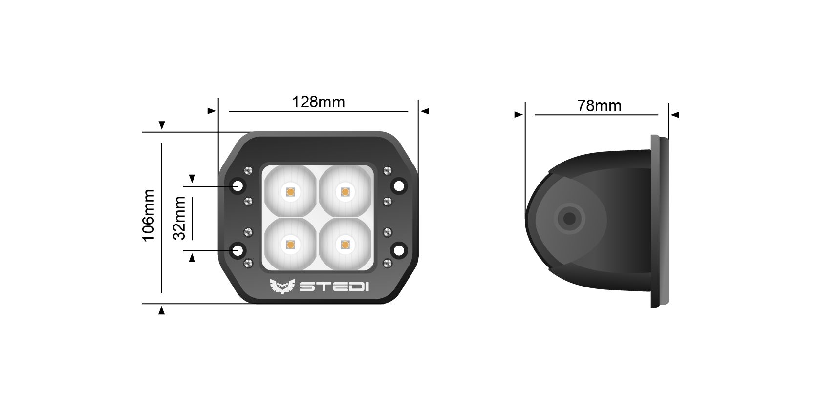 STEDI C-4 Black Edition Flush Mount LED Light Cube | Flood - 8