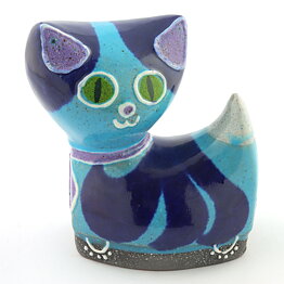 Thomas Hellström (1962) Blue Cheerful Cat 15 cm