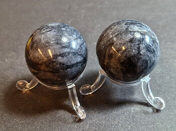 Kinesiska Hälsokulor -  Grå/Svart Marmor -  Ljudlös - 40 mm
