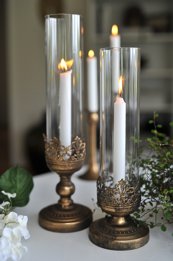 CANDLE LANTERN/CANDLESTICK ON FOOT GOLD 43 CM - 2