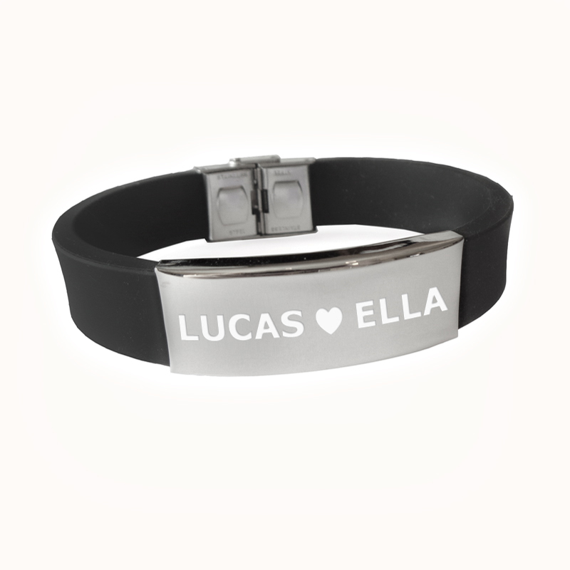 Persónulegt sílikonarmbönd með áletrun - Ryðfrítt stál
