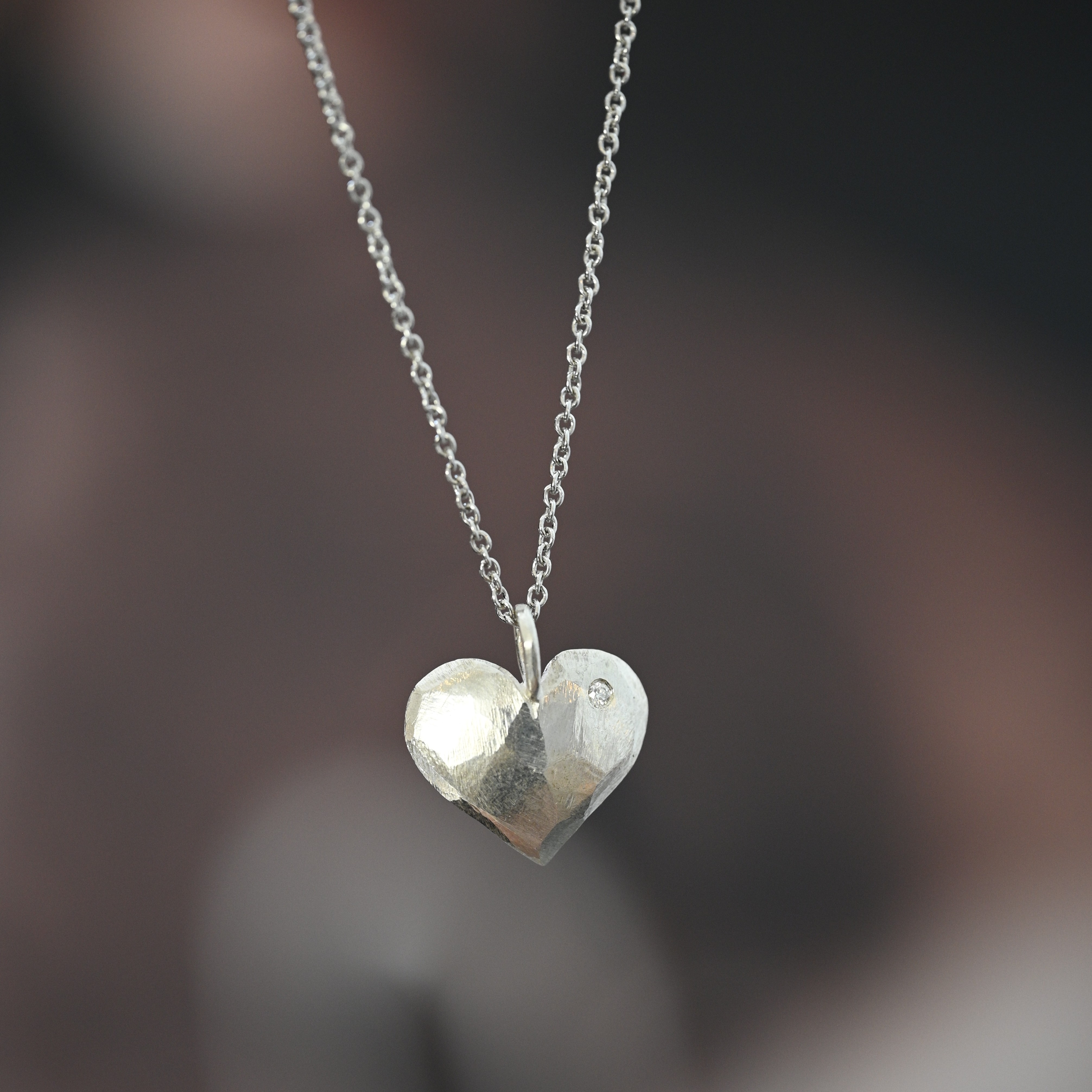 Hänge Älskad hjärta 12 mm silver diamant