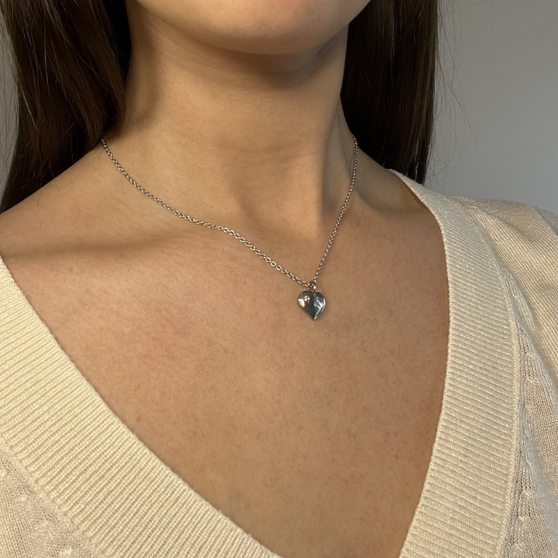 Hänge Älskad hjärta 12 mm silver diamant - 5