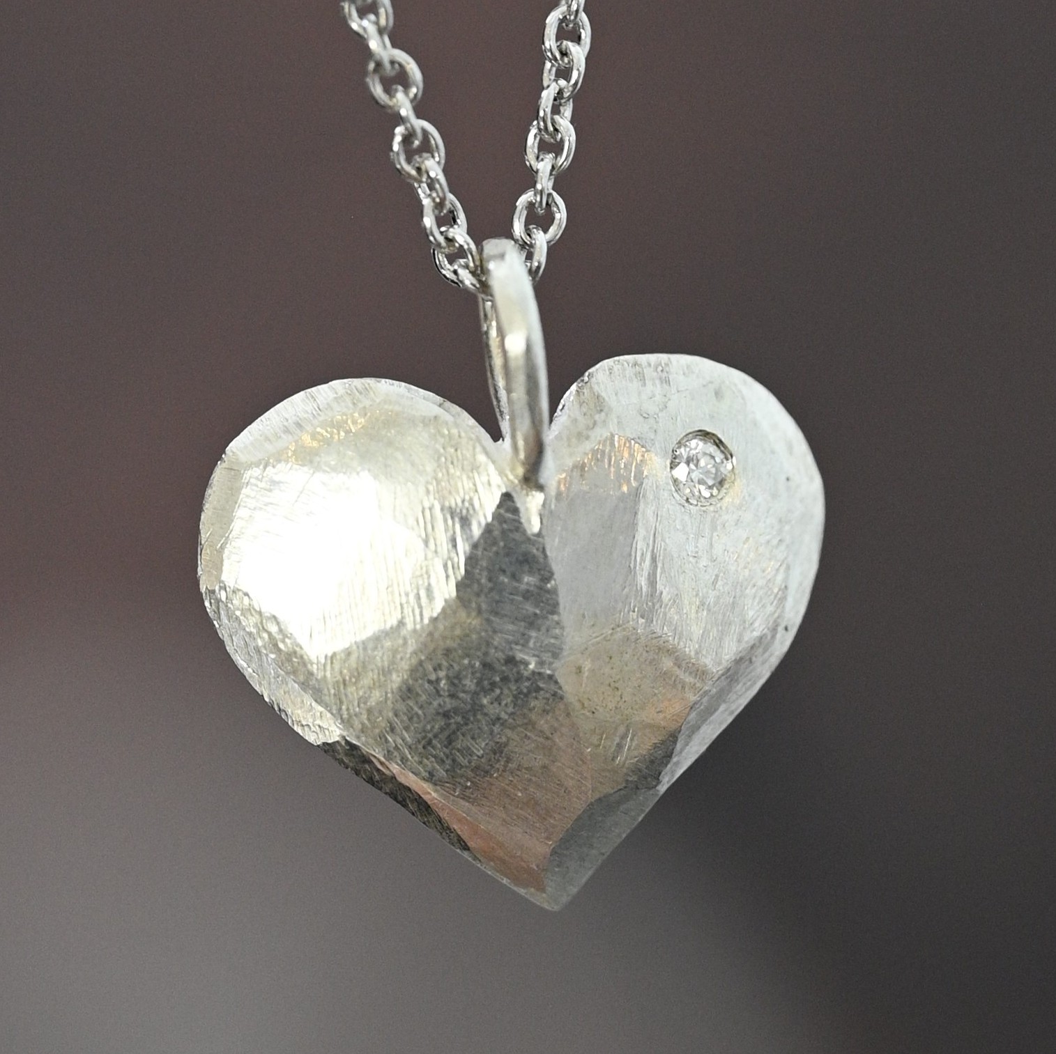 Hänge Älskad hjärta 12 mm silver diamant