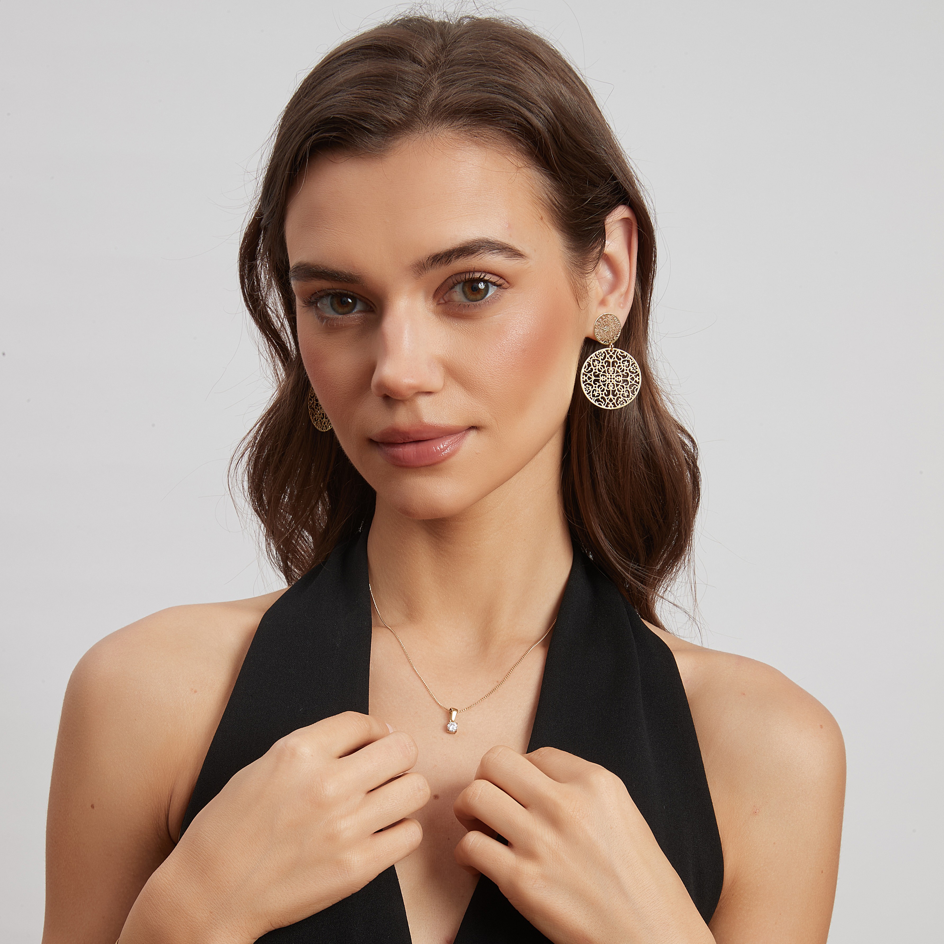 Double spinn earring, Gold - 6