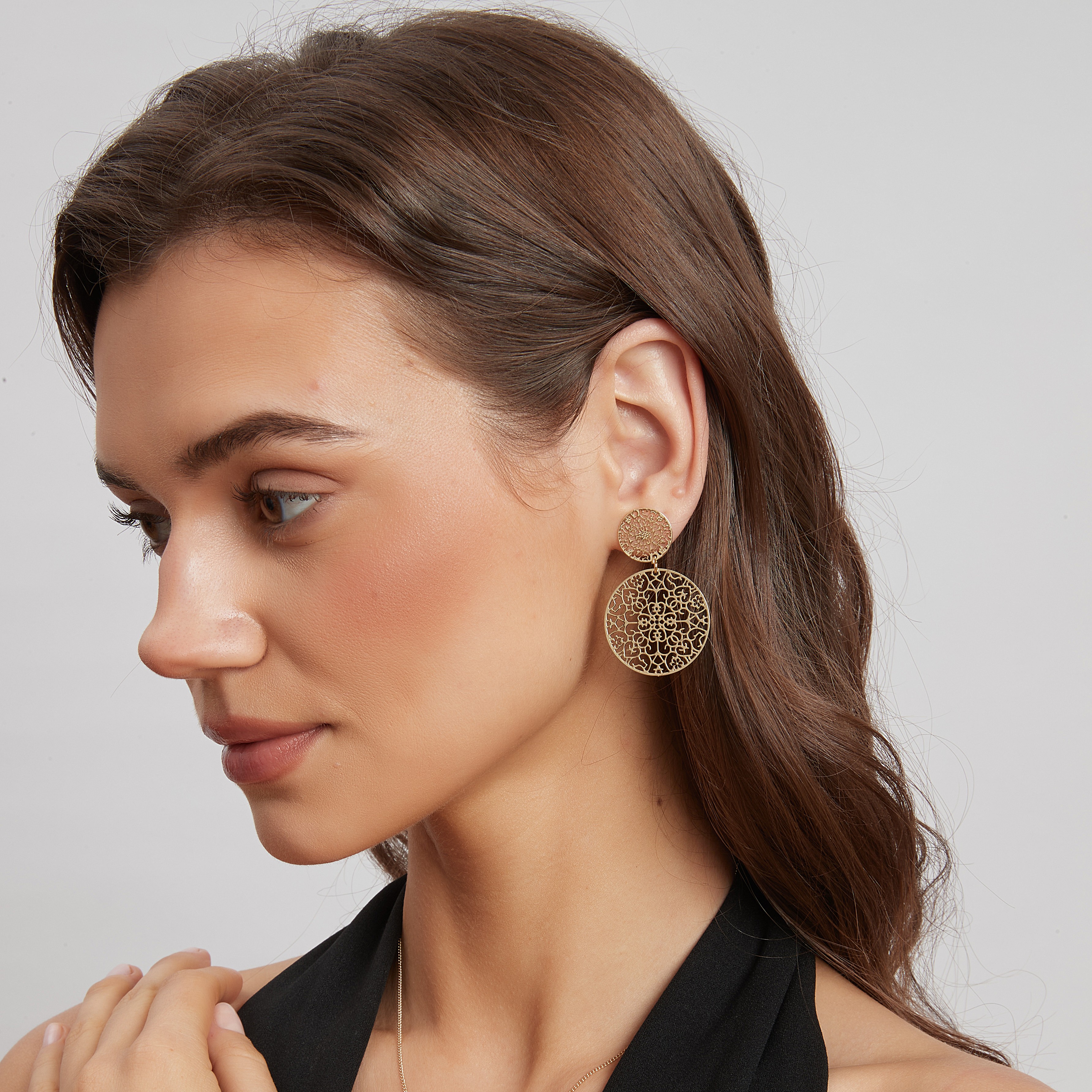 Double spinn earring, Gold - 5