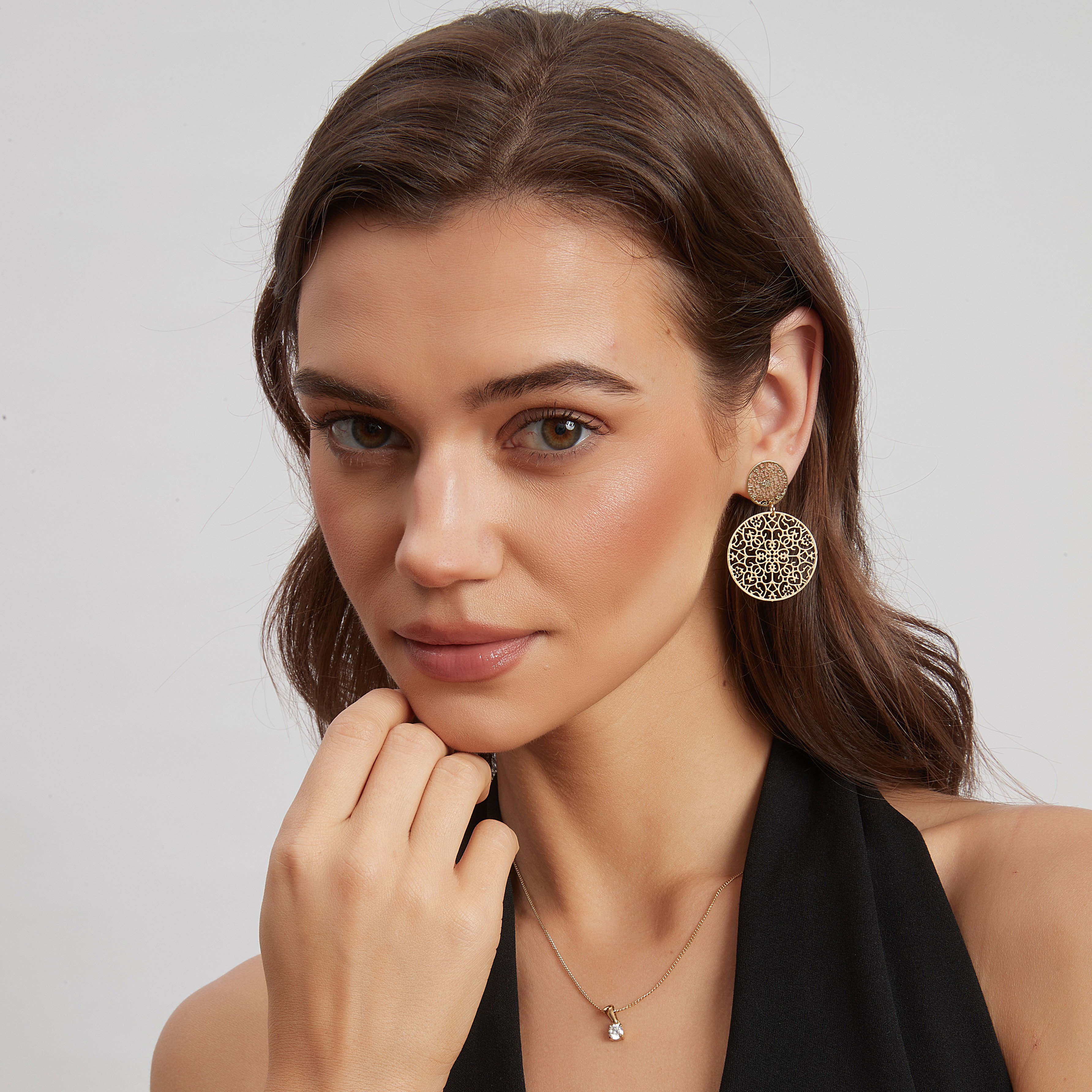 Double spinn earring, Gold - 7