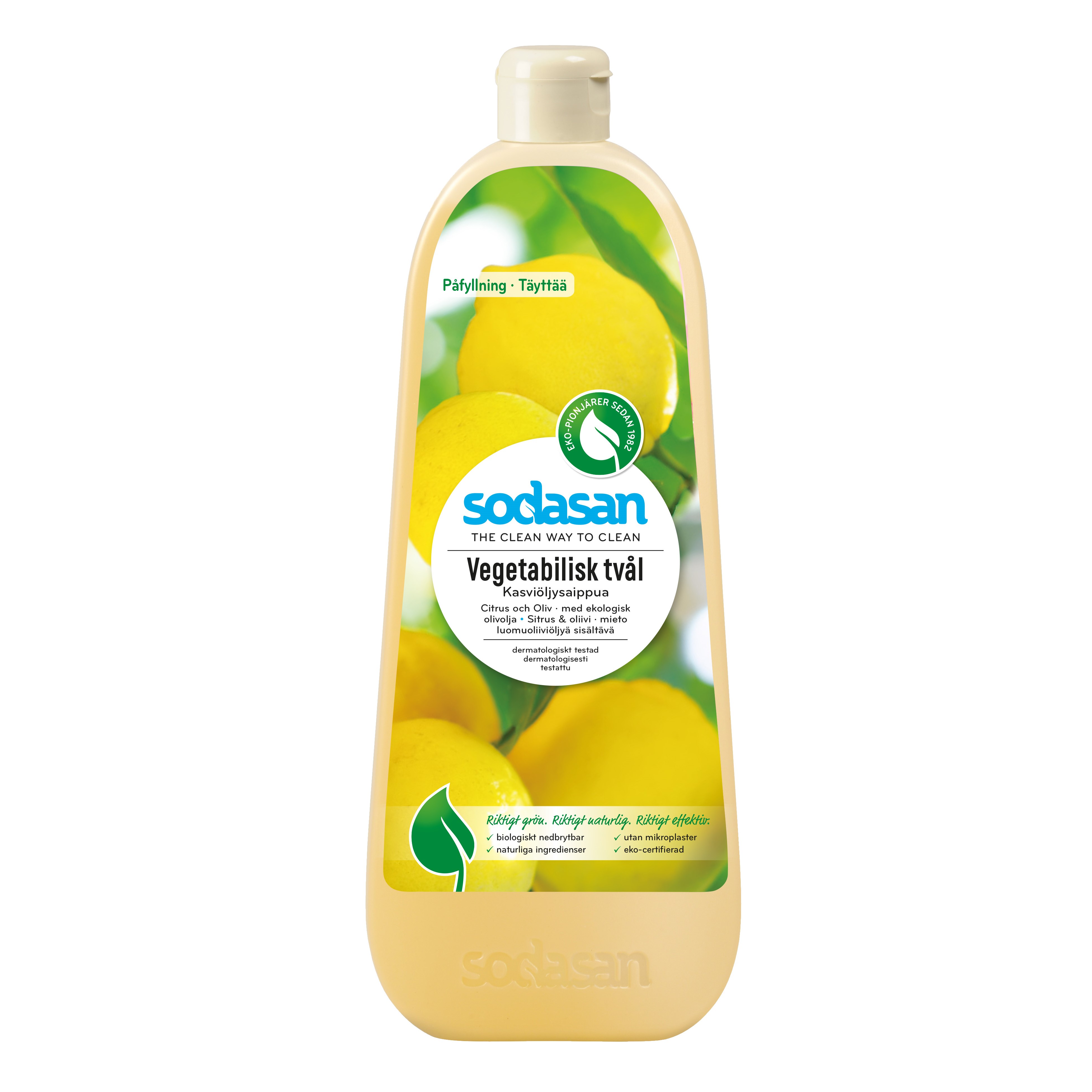 Sodasan Citrus och Oliv Vegetabilisk Ekologisk Tvål 1 L Refill