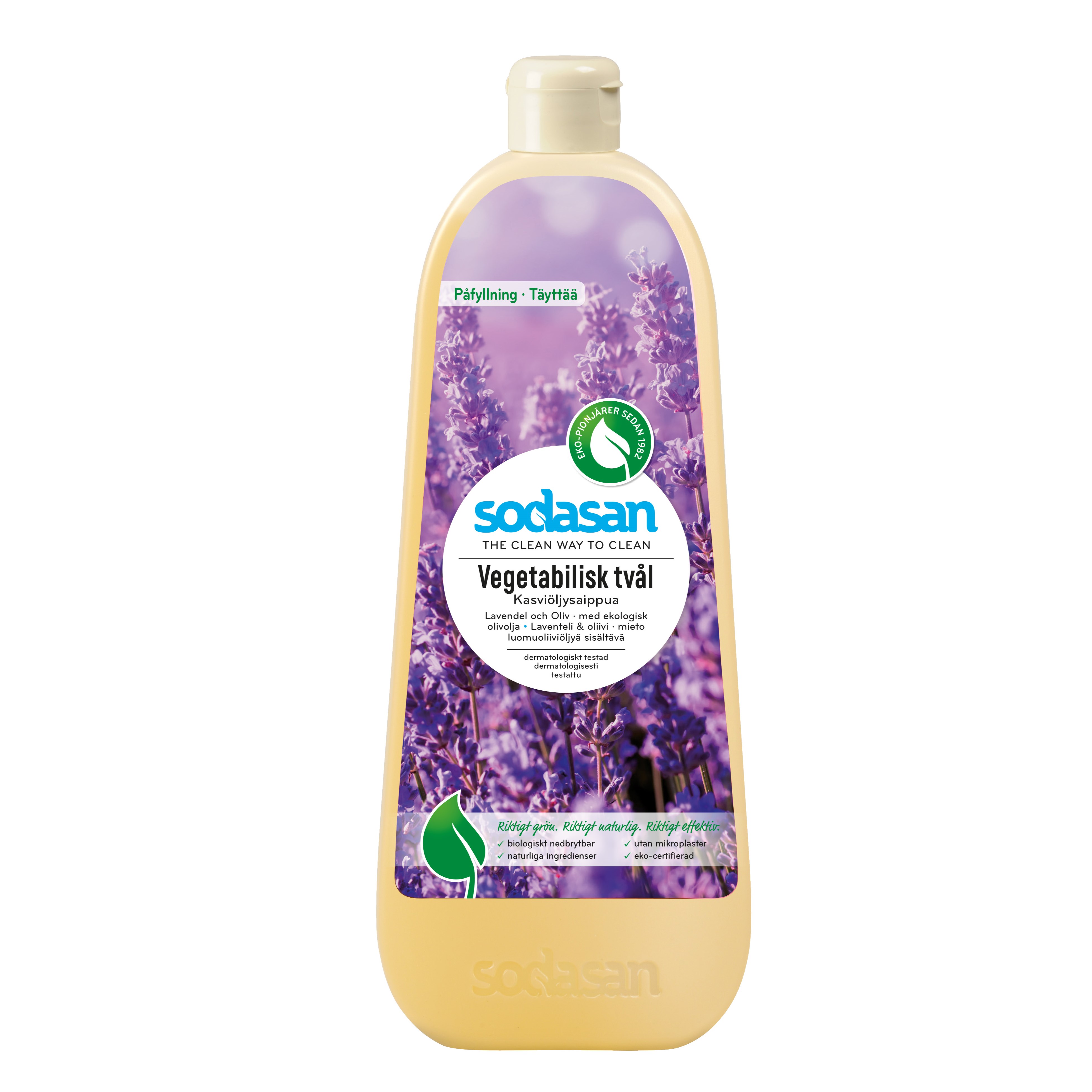 Sodasan Vegetabilisk Flytande Tvål Lavendel och Oliv Ekologisk 1 L Refill