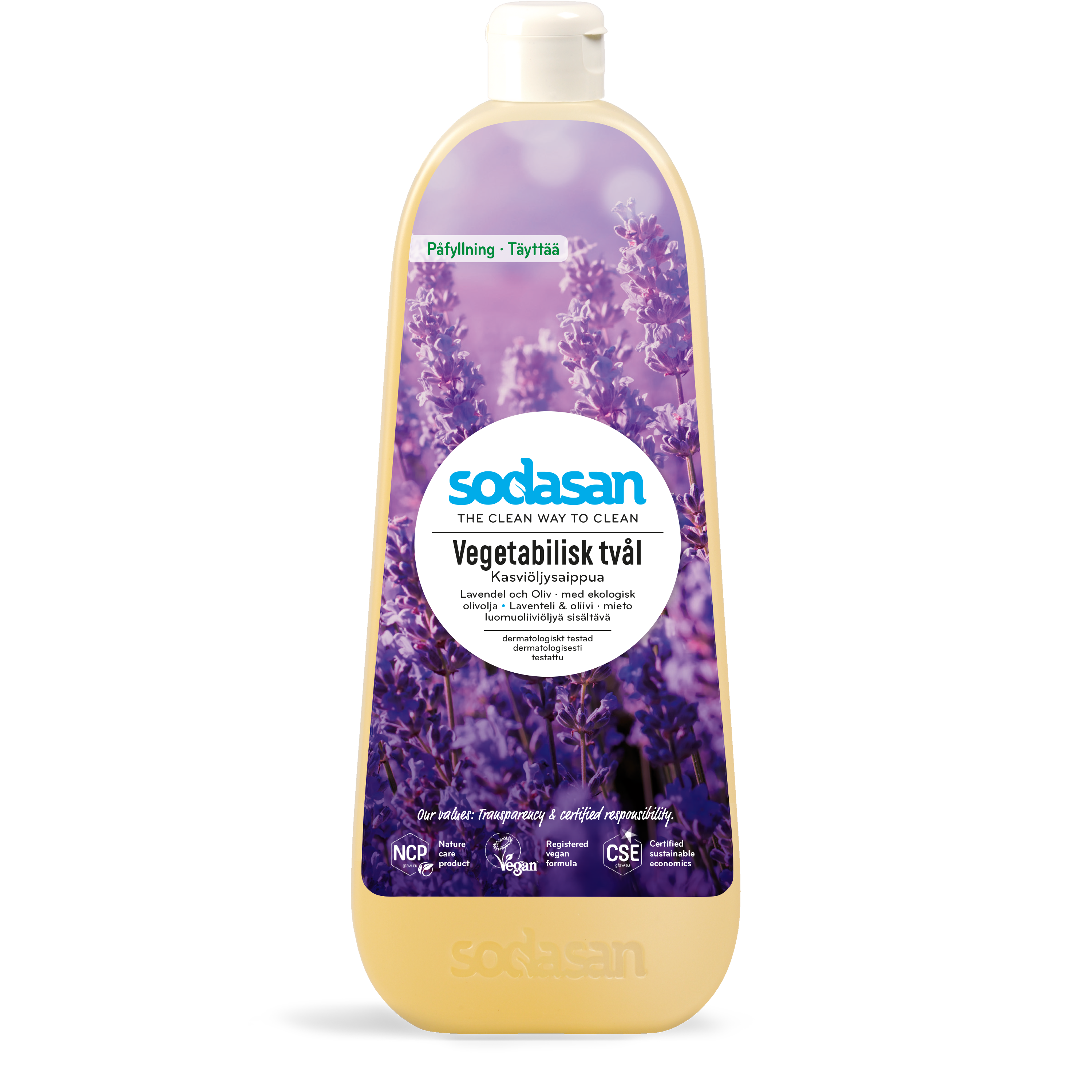 Sodasan Vegetabilisk Flytande Tvål Lavendel och Oliv Ekologisk 1 L Refill
