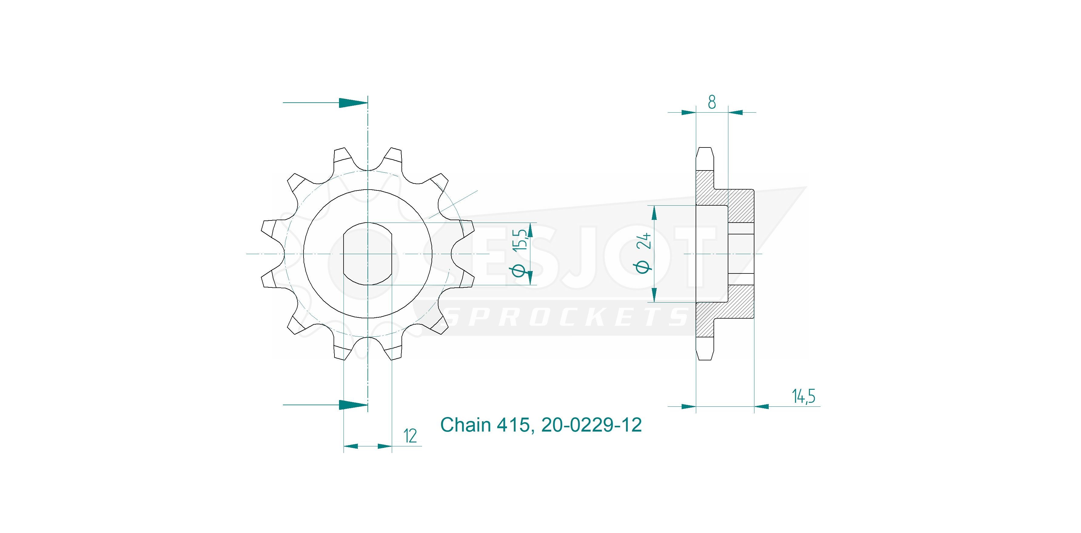 Sprocket, Front Sachs, 50/3 LS. 12 t Esjot in highest quality. Made in Germany. - 3