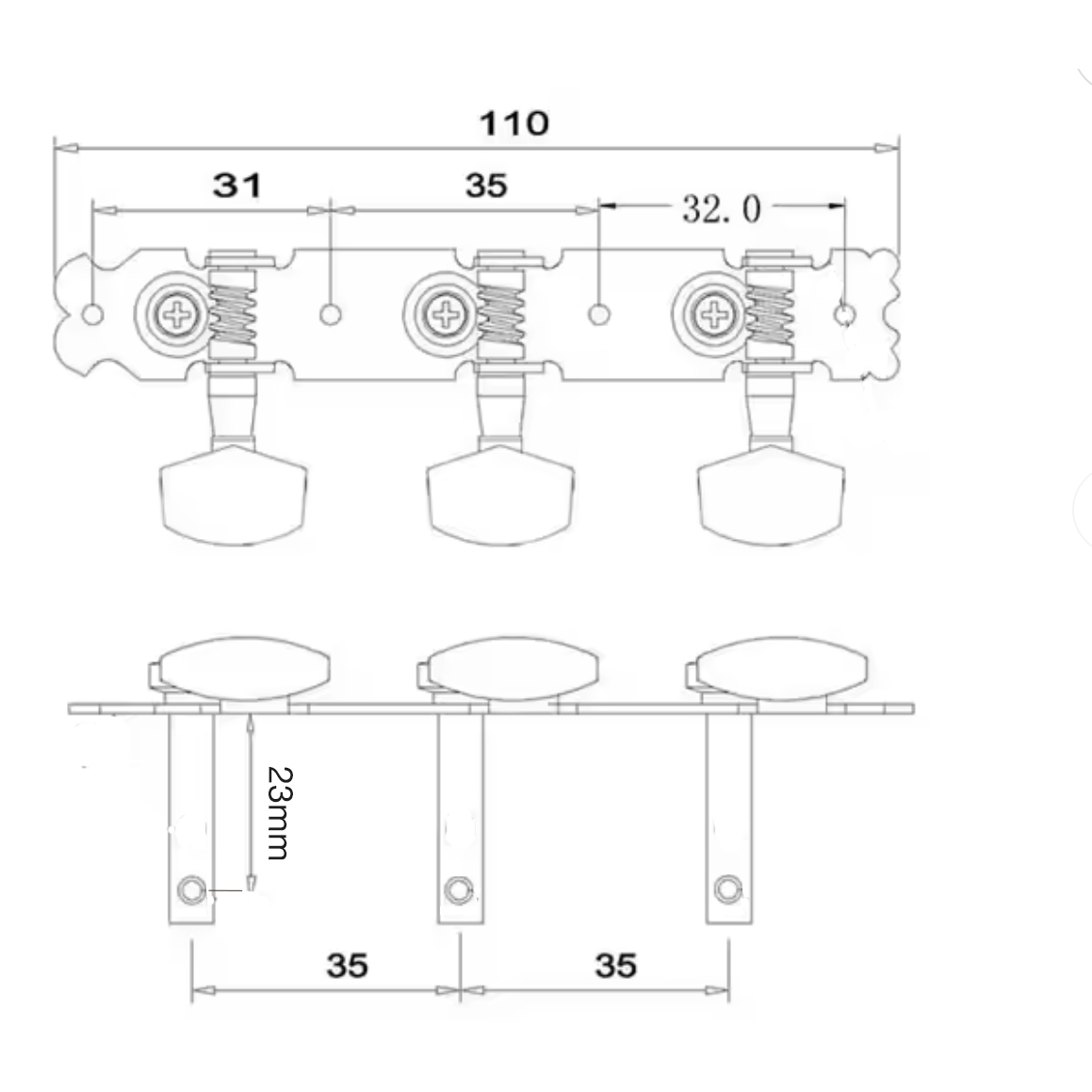 Acoustic Guitar Machine Heads (3+3) - 3