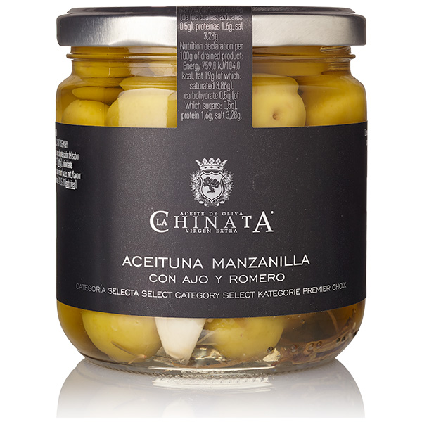 La Chinata Manzanillaoliver med vitlök & rosmarin, 340 g
