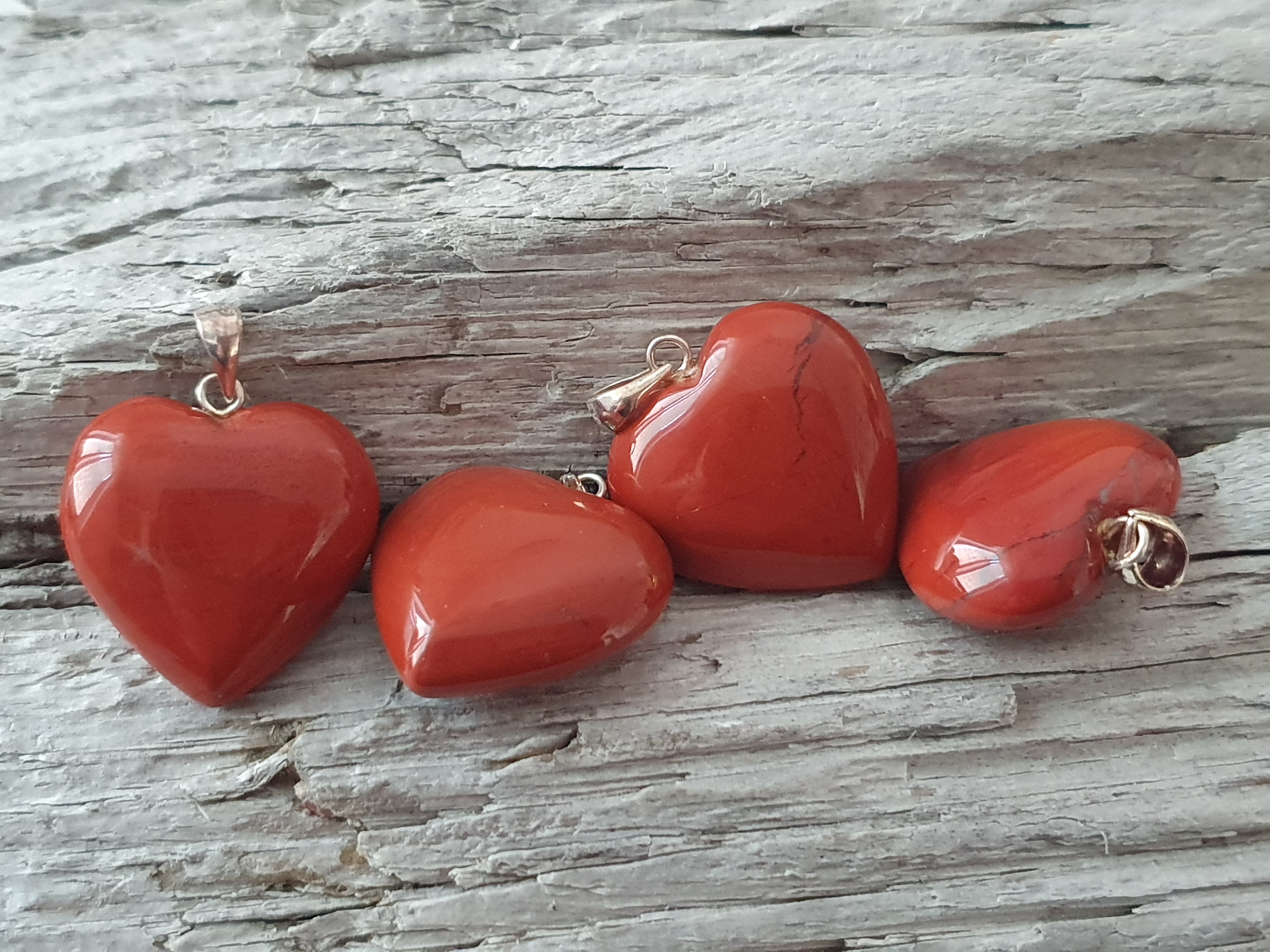 Hjärthänge. Röd jaspis 20 mm, 925-silver - 2