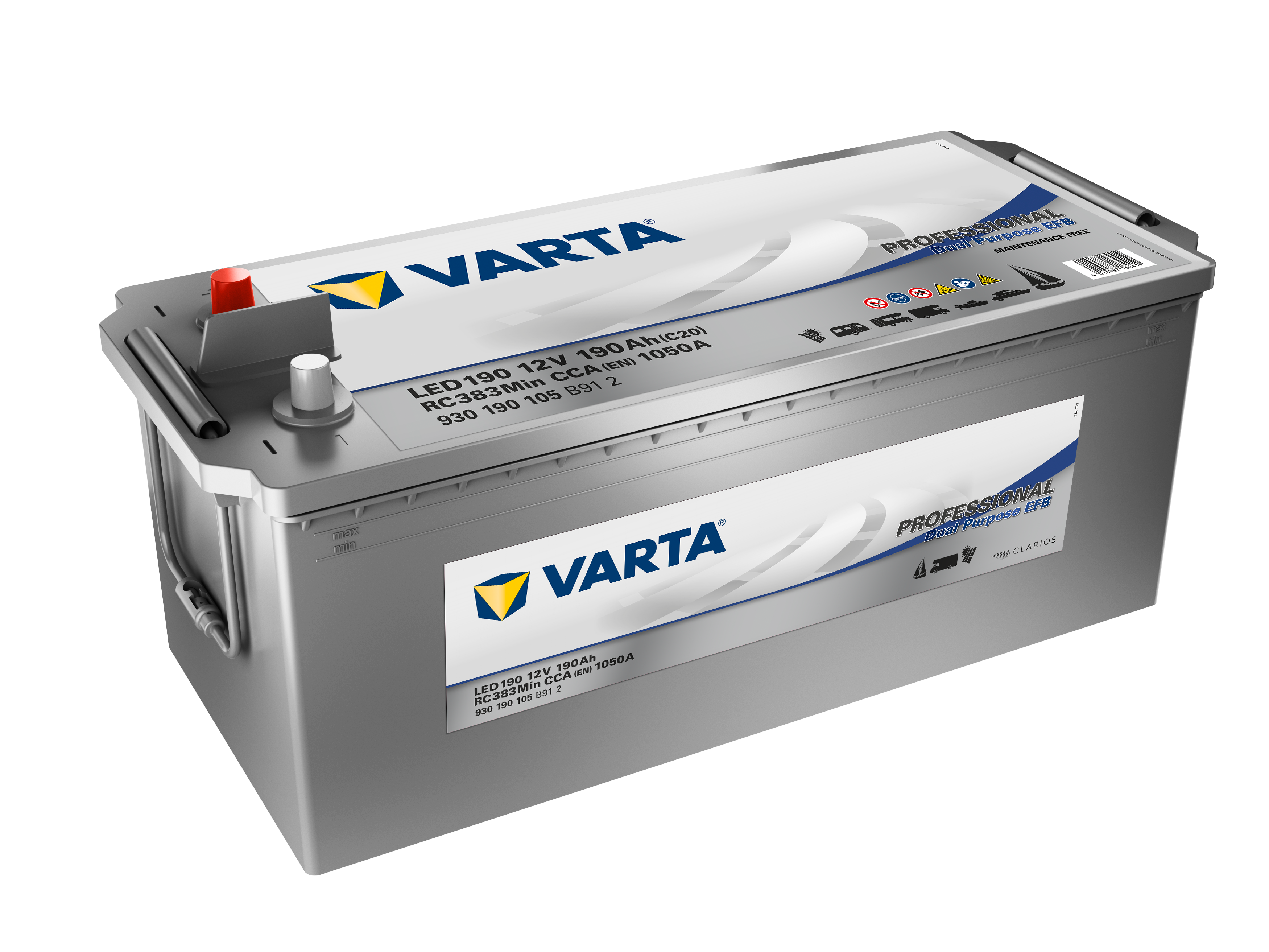 VARTA LED190 12 V 190 Ah EFB PROFESSIONAL DUAL PURPOSE BATTERI