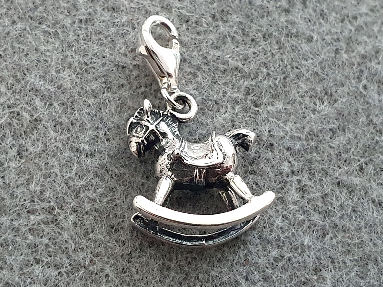 Pendant rocking horse with 9mm carabiner, 925-silver - 2