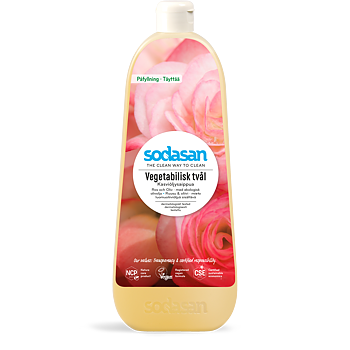 Sodasan Vegetabilisk Tvål Ros & Oliv Ekologisk 1 L Refill