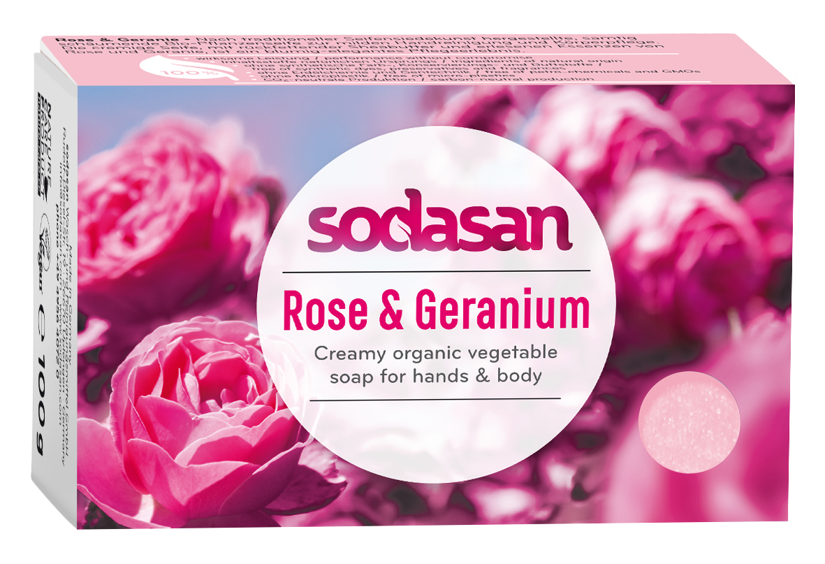 Sodasan Ros & Pelargon Ekologisk Tvål 100 g