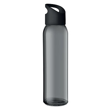 Vandflaske af sortfarvet glas med sort korkprop