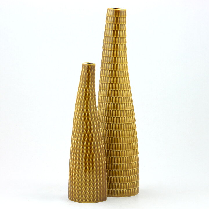スティグ・リンドベリ  Reptilシリーズ  細長い黄土色の花瓶 Vase  (23cm)  1953年