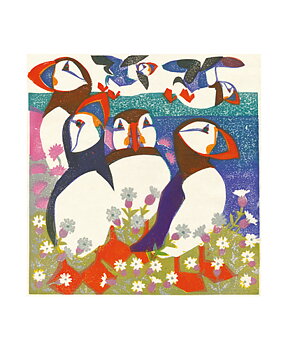 Puffins, Greeting Card