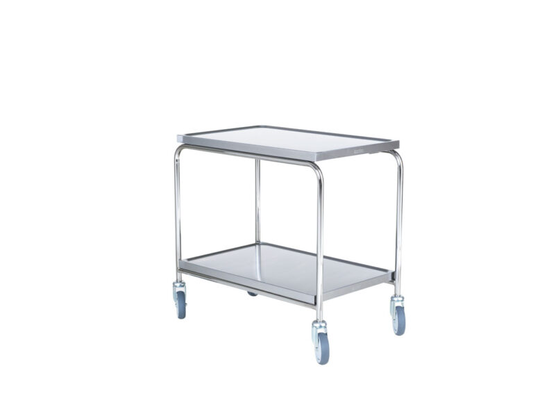 Hallins - Rullbord - Rostfri - 2 Hyllor - Skivmått 520 x 800 - Höjd 820 mm