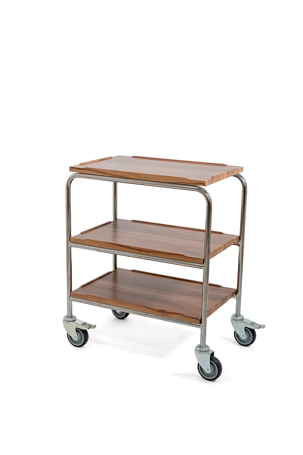 Hallins - Rullbord - Teak - 3 Hyllor - Skivmått 520 x 800 - Höjd 905 mm