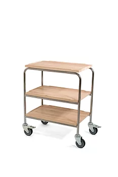 Hallins - Rullbord - Bok - 3 Hyllor - Skivmått 520 x 800 - Höjd 905 mm