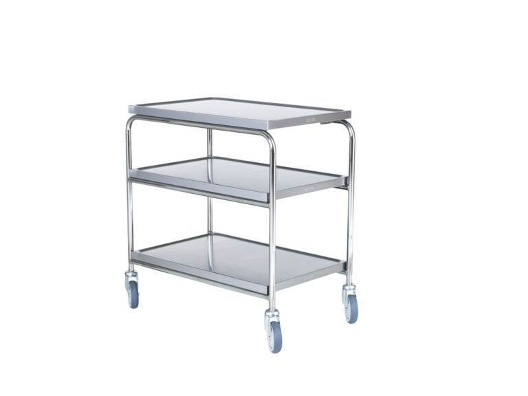 Hallins - Rullbord - Rostfri - 3 Hyllor - Skivmått 520 x 800 - Höjd 905 mm