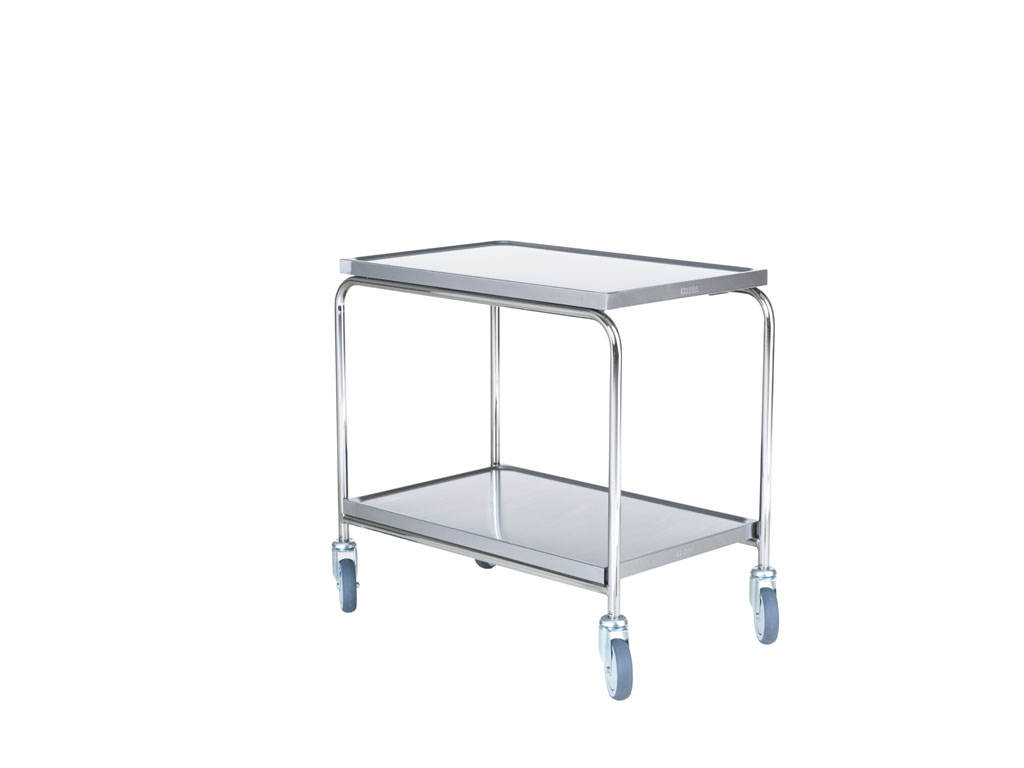 Hallins - Rullbord - Rostfri - 2 Hyllor - Skivmått 520 x 800 - Höjd 820 mm