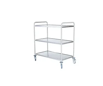 Hallins - Storköksvagn - Rostfri - 3 Hyllor - Skivmått 400 x 600 - Höjd 800/900 mm - Handtag