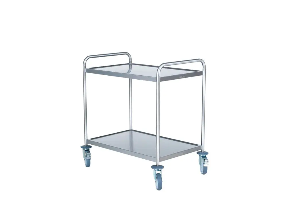Hallins - Storköksvagn - Rostfri - 2 Hyllor - Skivmått 520 x 800 - Höjd 800/900 mm - Handtag