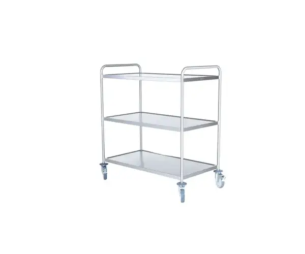 Hallins - Storköksvagn - Rostfri - 3 Hyllor - Skivmått 520 x 800 - Höjd 800/900 mm - Handtag