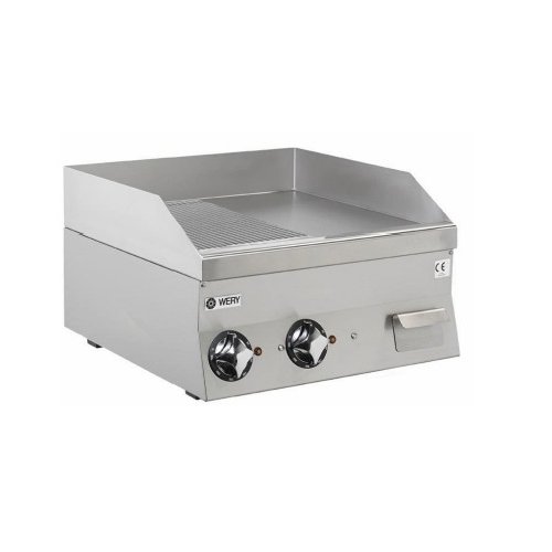 Wery FTE 66MC - Hårdkromstekhäll - 1/2 räfflad stekyta, fast stänkskydd - 600 x 600 x 295 mm - 7,8 kW 400V 3N~
